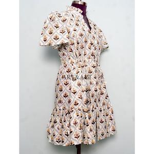 Cotton Short Party <b>Dress</b> for Women Japan Style Office Lady Boho Chic Summer <b>Dress</b> Floral Print Lightweight Evening Wear - Product Image 5