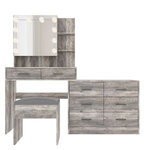 "Modern <b>Makeup</b> Vanity with 10 LED Lights Charging Station & Desk <b>Mirror</b> for Dresser Use" - Product Image 6