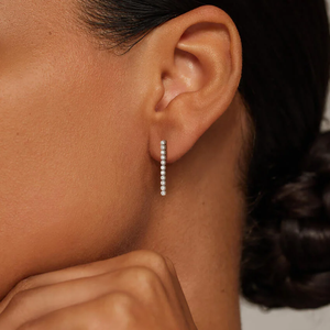 Pendientes de diamantes redondos brillantes en oro blanco, joyería clásica para boda de mujer, diamantes cultivados en laboratorio con certificación IGI, color D. - Product Image 2