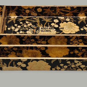 Juego de 3 bandejas de servir geométricas negras de MDF y papel, bandejas decorativas apilables para decoración moderna del hogar y servicio - Product Image 4