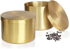 Luxury Brass <b>Storage</b> Tin Airtight <b>Kitchen</b> Container for Salt Sugar Spices Handmade Polish Finish Available at Low Price - Product Image 2