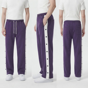 Pantalones Deportivos para Hombre, con Botones Laterales, Bordados, de Alta Calidad, Elegantes, de Felpa de Algodón Transpirable, 450 GSM - Product Image 4