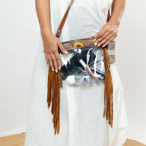 Bolso transparente con flecos occidentales, elegante bolso de cuero tallado a mano, bolsos de cuero multiusos para mujeres multiusos - Product Image 2