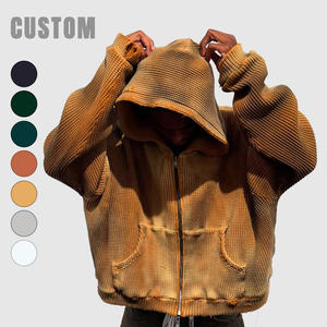Sweat à capuche délavé OEM ODM en gros, logo personnalisé, 100% coton épais, style vintage vieilli, coupe oversize, streetwear - Product Image 2