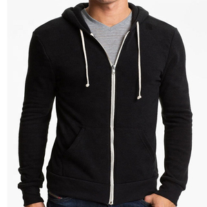 Sweat-shirts à capuche zippés pour hommes, motif uni, en coton et polyester polaire, brodés, impression personnalisée, vente en gros, fabricant, grandes tailles - Product Image 1