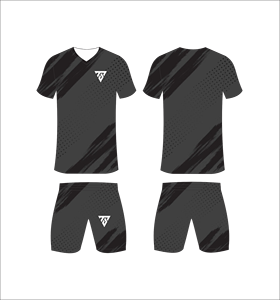 Custom Sublimation Soccer Jersey Set <b>Men</b> Black Charcoal Brush Stroke Halftone Pattern Football Uniform Quick Dry Training Kits - Product Image 1