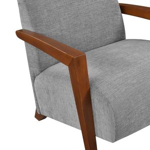 Sedia di Lusso in Legno Massello per Soggiorno, Poltrona Ultra Moderna con Cuscino in Schiuma e Tessuto Grigio - Product Image 5