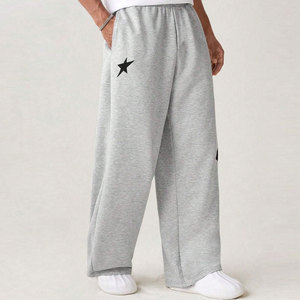 Pantalones Deportivos para Hombre, Color Gris, con Apliques de Estrellas, Cintura Elástica, Corte Holgado Informal, Algodón de Peso Medio, para Otoño - Product Image 6