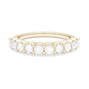 Round Lab Grown Diamond Wedding Band 14K 18K Solid Gold Classic Half Eternity <b>Ring</b> Dainty Stackable Anniversary Band for Women - Product Image 1