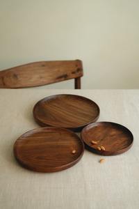 Assiettes à dîner, ensemble d'assiettes en bois massif, plateau de service en bois naturel - Product Image 5