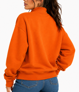 Custom Reversible Women’s Mock Neck <b>Sweatshirt</b> <b>Oversized</b> Plus Size <b>Vintage</b> Winter Casual Pullover Wholesale - Product Image 3
