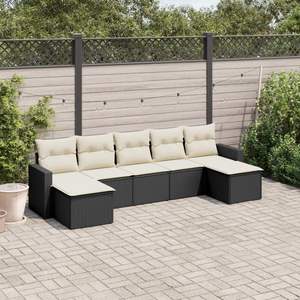 Conjunto de Sofás de Jardín en Negro y Blanco Crema para Muebles de Patio - Product Image 1
