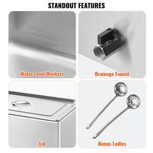 24QT Professional Commercial <b>Electric</b> Steam Table Full Size <b>Pan</b> 1200W Commercial Food Warmer Stainless Warming Holding Equipment - Product Image 6