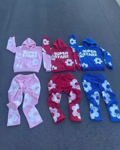 Ensemble survêtement streetwear épais avec logo personnalisé, broderie de lettres, sérigraphie, pantalon de survêtement évasé 500 g/m² et sweat à capuche - Product Image 6