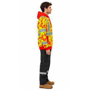 Custom Logo Reflective Hoodie Class <b>3</b> ANSI Certified Winter Hoodie Reflective Tape Heavy Duty Fleece HI Vis Safety Sweatshirt - Product Image 5