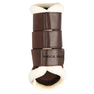 Bottes de brossage pour chevaux de haute qualité, guêtres très souples offrant une protection optimale et bottes de brossage en maille respirante marron - Product Image 5