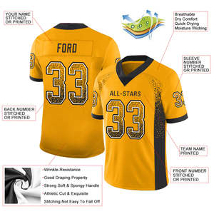 Maillot de football américain personnalisé par sublimation 100 % polyester, uniforme d'équipe décontracté personnalisé, vêtements de joueur imprimés OEM - Product Image 4
