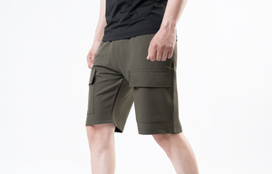 Pantalones Cortos Cargo Verde Oliva para Hombre, Cintura Media, Tejido Sólido de Secado Rápido, Estilo Casual, con Bolsillos y Cintura Elástica - Product Image 4