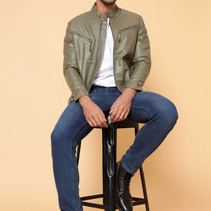 Veste d'hiver en cuir pour homme, design moderne, style décontracté, avec fermeture éclair intégrale, poches sur le devant, coupe confortable et moderne pour tous les jours - Product Image 2