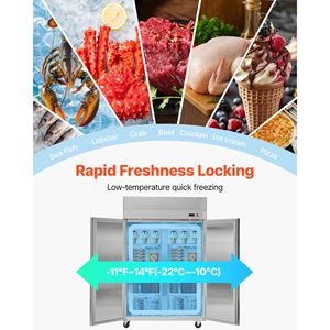 Commercial Stainless Steel <b>Freezer</b> 31.89 in Width 31.4 Cu.ft Auto Defrost Upright <b>Freezer</b> with Four Doors for Household Use - Product Image 2
