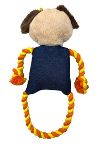 Jouet à mâcher pour chien en peluche robot classique et mignon avec anneau en corde, durable pour le jeu en intérieur, style dessin animé, motif à pois, taille moyenne - Product Image 4