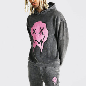 Ensemble de survêtement unisexe délavé à l'acide, sweat à capuche et pantalon, impression personnalisée, streetwear, joggers, manches longues, coupe ample, 100% polyester - Product Image 3