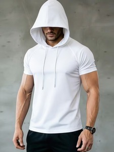 Camiseta con Capucha para Hombre, Corte Ajustado, Negra, 100% Poliéster, Transpirable, Informal, para Verano - Product Image 2
