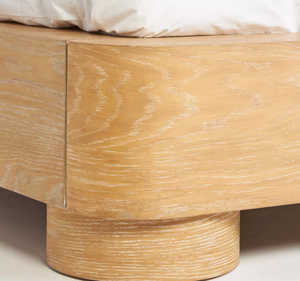 Base de Cama Moderna de Madera de Teca Sólida con Esquinas Redondeadas, Muebles Minimalistas para Dormitorio, Diseño Contemporáneo de Perfil Bajo Tapizado - Product Image 5