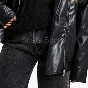 New Arrival Manufactory High Quality Custom Logo Street Wear Jacket Winter fashion Women Leather Jacket For Online sale - Product Image 6