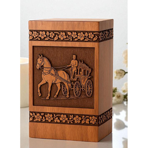 Urnes funéraires en bois abordables en gros pour les fournitures funéraires, urne en bois avec motif floral gravé, urne par AYAANS - Product Image 2