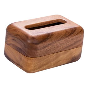 Caja de pañuelos decorativa de madera, diseño moderno, cubierta de madera de acacia de primera calidad - Product Image 1