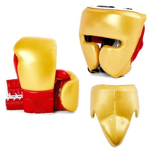 Ensemble de boxe et d'entraînement MMA en cuir véritable durable OEM ODM avec protège-glandes, protège-tête et gants de sparring - Product Image 1