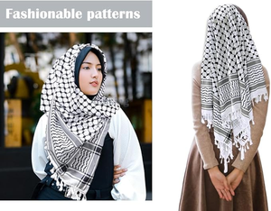 Ethnic Printed <b>Square</b> <b>Scarf</b> For Men Lightweight Cotton Polyester Checkered Pattern All Seasons Daily Wear <b>Scarf</b> With Tassels - Product Image 6