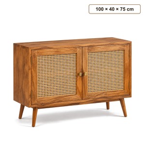 Aparador de Madera de Mango y Ratán de 100 cm |   Muebles Artesanales al por Mayor de la India - Product Image 1