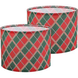 Set di 2 paralumi a quadri, diametro superiore 13 pollici, diametro inferiore 13 pollici, altezza 10 pollici, coprilampada e paralumi - Product Image 1