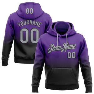 Sudadera con Capucha Deportiva de Moda, Diseño Nuevo, Personalizada, con Degradado Morado, Gris y Negro, Venta Directa de Fábrica - Product Image 1