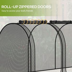 Tenda di protezione per piante a gabbia 9FT X 4FT per piante da potatura, con tre porte con cerniera, borsa portaoggetti e 4 picchetti da terra per giardino, cortile e prato - Product Image 6