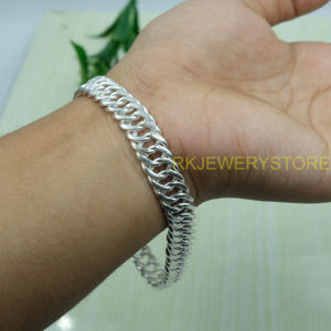 Pulsera de Plata de Ley 925 con Eslabones Cubanos para Hombre y Mujer, Cadena Gruesa Estilo Hip Hop, Cadena de Muñeca Plateada, Venta al por Mayor, Personalizada - Product Image 6