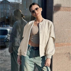 Custom <b>Women</b> Streetwear <b>Jacket</b> Cropped <b>Varsity</b> <b>Bomber</b> Outerwear Supplier USA - Product Image 2