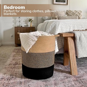 Hot Sale Eco Friendly <b>Large</b> Cotton Rope <b>Basket</b> with Handles Decorative Woven <b>Storage</b> <b>Basket</b> for Home Laundry at Good Price - Product Image 4