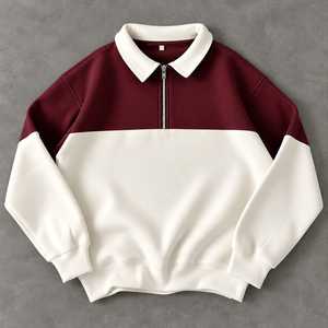Pull unisexe marron à col zippé, en molleton écologique respirant, coupe ample, col coussin, pour l'automne, style décontracté - Product Image 3
