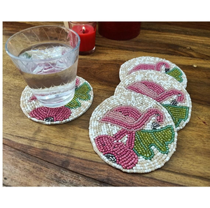 Handmade Embroidery <b>Coasters</b> Glass <b>Bead</b> Cup Pad for Table Decor at Bulk Rate - Product Image 6