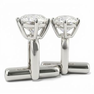 Mancuernillas de Diamante Cultivado en Laboratorio de 6 Quilates, Redondas, Platino Sólido PT950, Certificado IGI, Mancuernillas de Lujo para Camisa de Hombre - Product Image 2