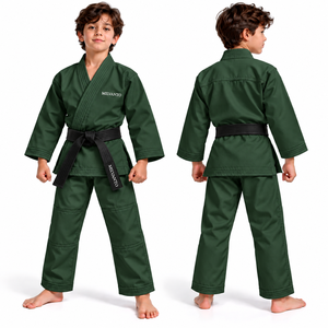 Forest Green Custom Youth Karate Gi Uniform Kids Martial Arts Suit Judo Training Uniform with <b>Belt</b> <b>White</b> Karate Kimono Suit - Product Image 1