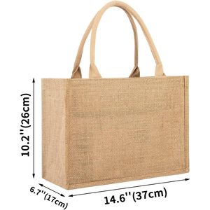 Sac fourre-tout fait sur commande du jute 2025 pour la fermeture de tirette de femmes Bualap avec le texte et le logo adaptés aux besoins du client Images - Product Image 3