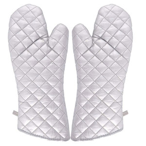 Cotton Midcentury Modern Woven Heat-resistant Oven Mitts Long-cuff Anti-scald <b>Silicone</b> Lining Durable Kitchen Gloves <b>Baking</b> - Product Image 1