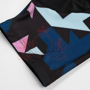 Conjunto de Jersey y Pantalones Cortos de Ciclismo para Hombre, Estampado Geométrico, Azul, Rosa, Negro, Transpirable, Poliéster, Kit para Adultos - Product Image 4