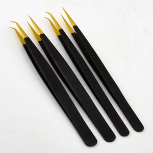 Stainless Steel Grip Eyelash Tweezers <b>Pink</b> <b>Box</b> Custom Packaging Isolation Private Label Smooth Tip Volume Lash Tweezers Beauty - Product Image 5