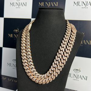 Chaîne à maillons plaquée or rose de luxe, certifiée IGI, forme de paix, sertie de diamants, style hip-hop, qualité supérieure, bijoux unisexes - Product Image 4