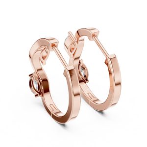Pendientes de Diamantes de Corte Ovalado en Oro Rosa, Pendientes Marquise, Estilo Aro Colgante para Mujer - Product Image 3